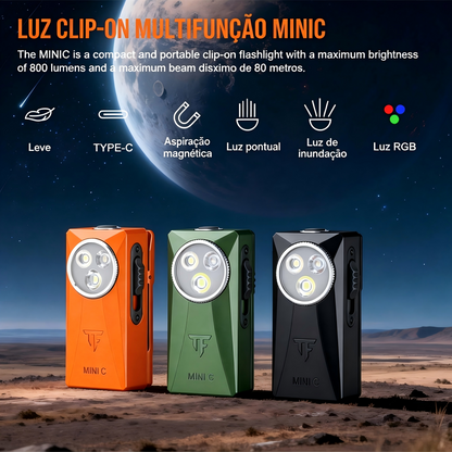 Lanterna EDC MINI-C 800LM Preto com Clip Magnético Recarregável USB-C TrustFire