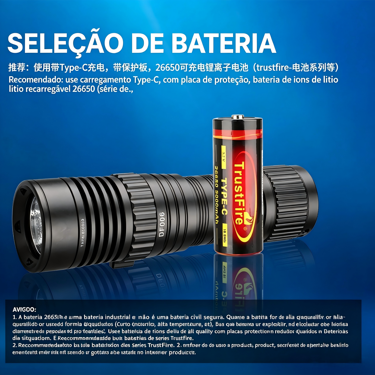 Lanterna de Mergulho DF006 2300LM à Prova d'Água 70M Recarregável Type-C TrustFire