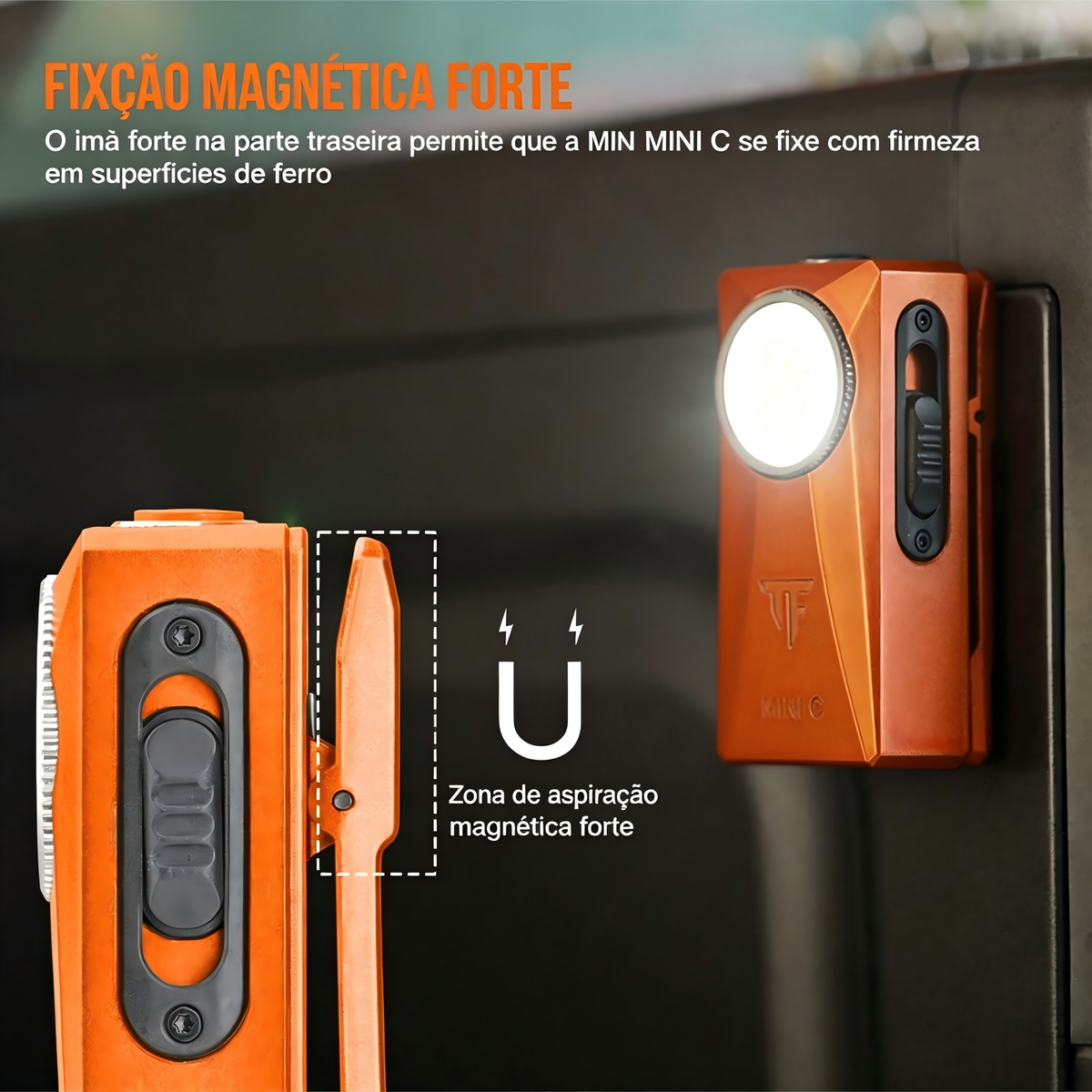 Lanterna EDC MINI-C 800LM Preto com Clip Magnético Recarregável USB-C TrustFire