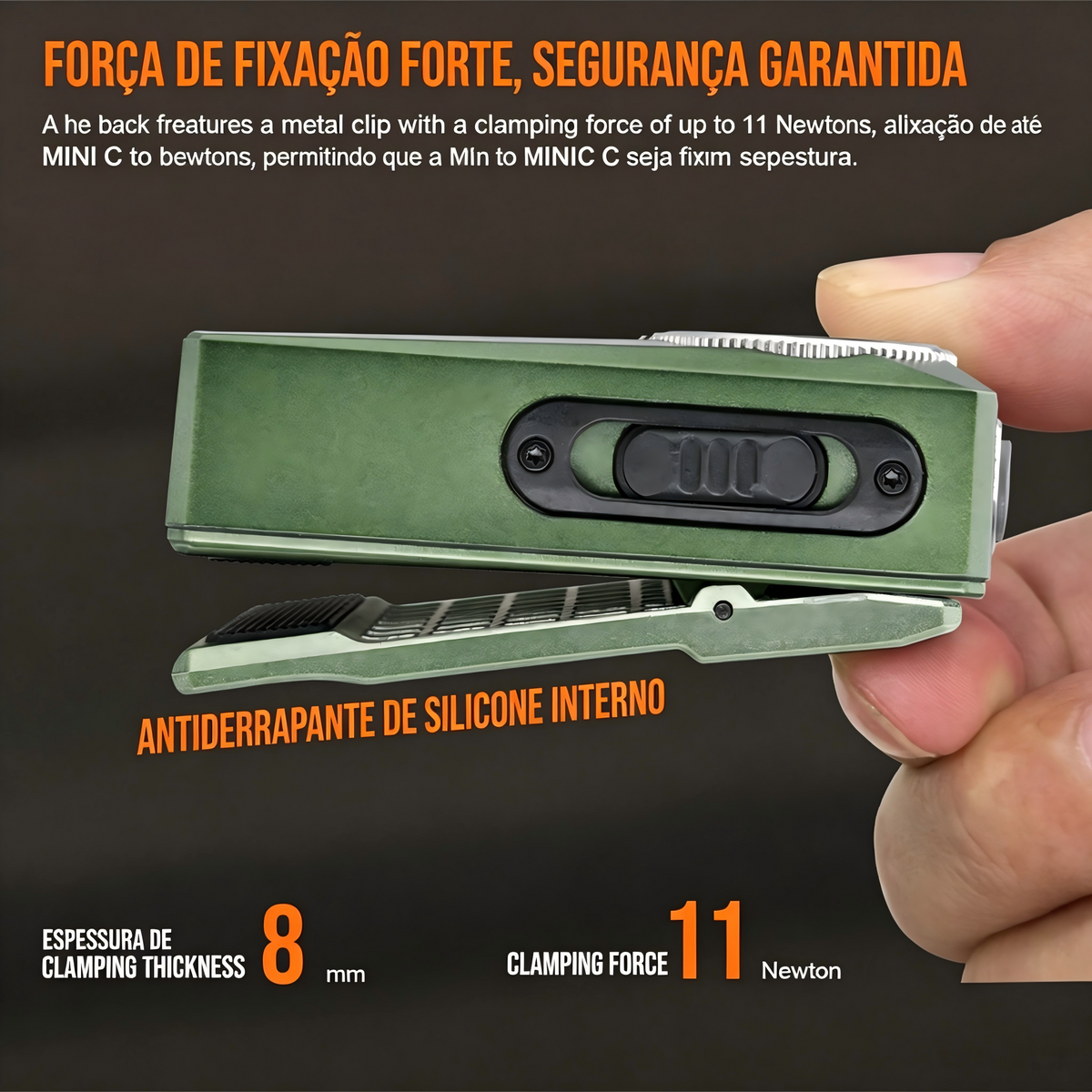 Lanterna EDC MINI-C 800LM Preto com Clip Magnético Recarregável USB-C TrustFire