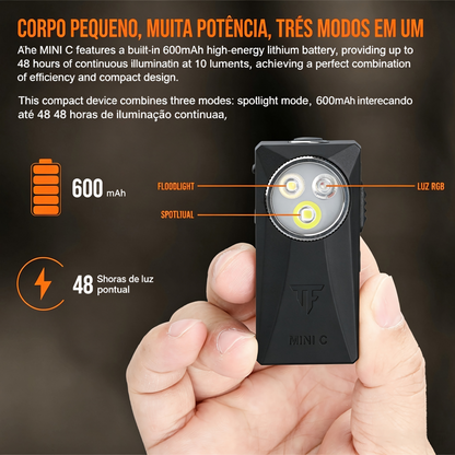 Lanterna EDC MINI-C 800LM Preto com Clip Magnético Recarregável USB-C TrustFire