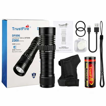 Lanterna de Mergulho DF006 2300LM à Prova d'Água 70M Recarregável Type-C TrustFire