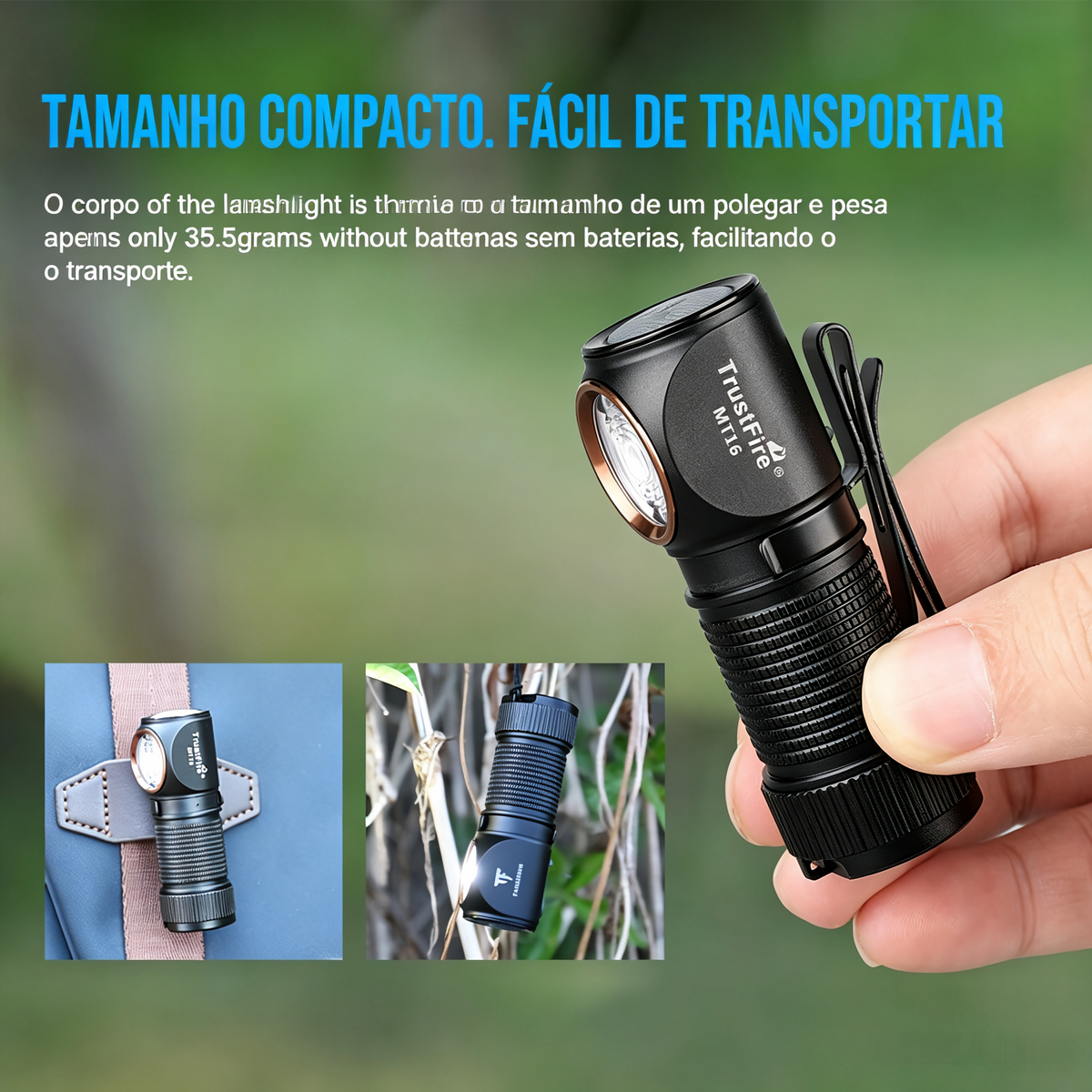 Lanterna de Cabeça MT16 1050LM Multifuncional com Ímã Recarregável USB-C IPX8 TrustFire