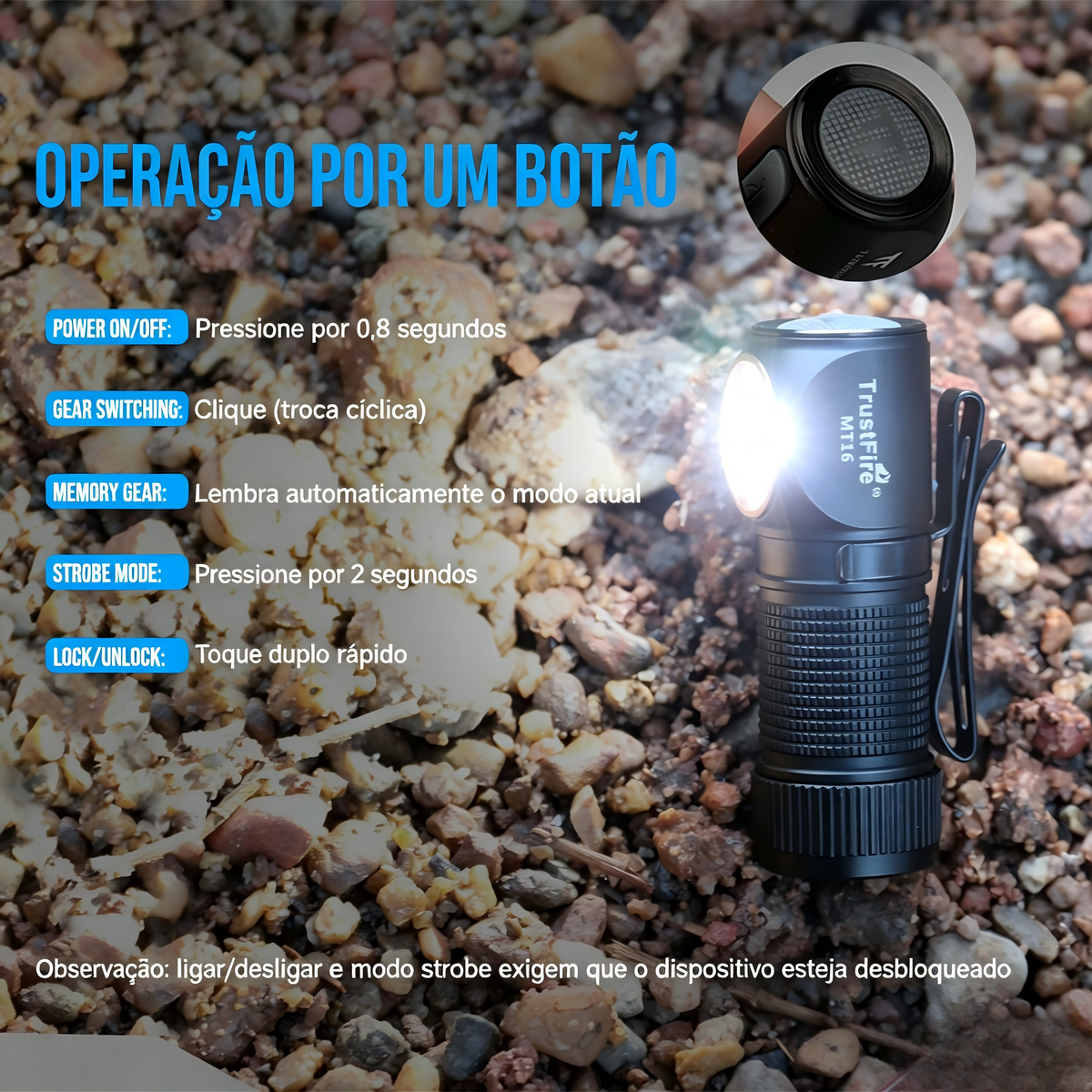 Lanterna de Cabeça MT16 1050LM Multifuncional com Ímã Recarregável USB-C IPX8 TrustFire