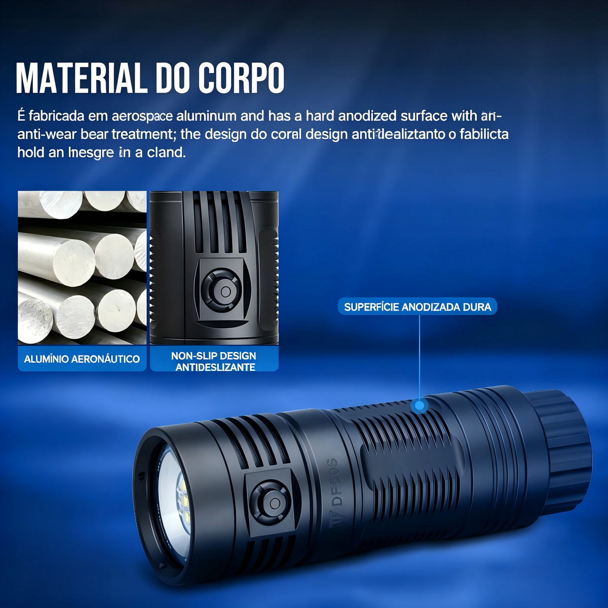 Lanterna de Mergulho DF50S 6500LM à Prova d'Água 70M com Luz UV e Vermelha TrustFire