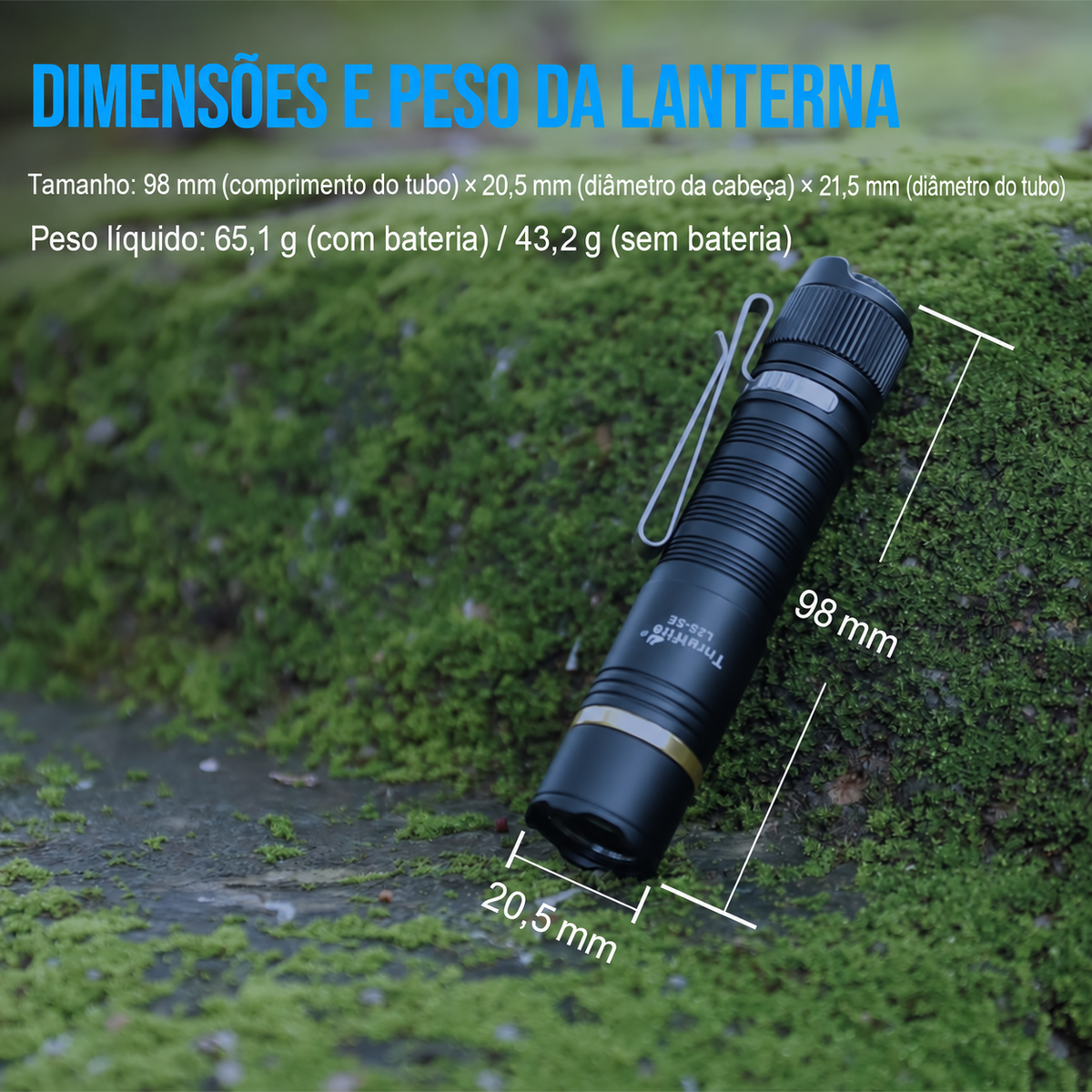 Lanterna Tática L2S-SE 1050LM Recarregável EDC com Clip Bidirecional TrustFire