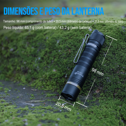 Lanterna Tática L2S-SE 1050LM Recarregável EDC com Clip Bidirecional TrustFire