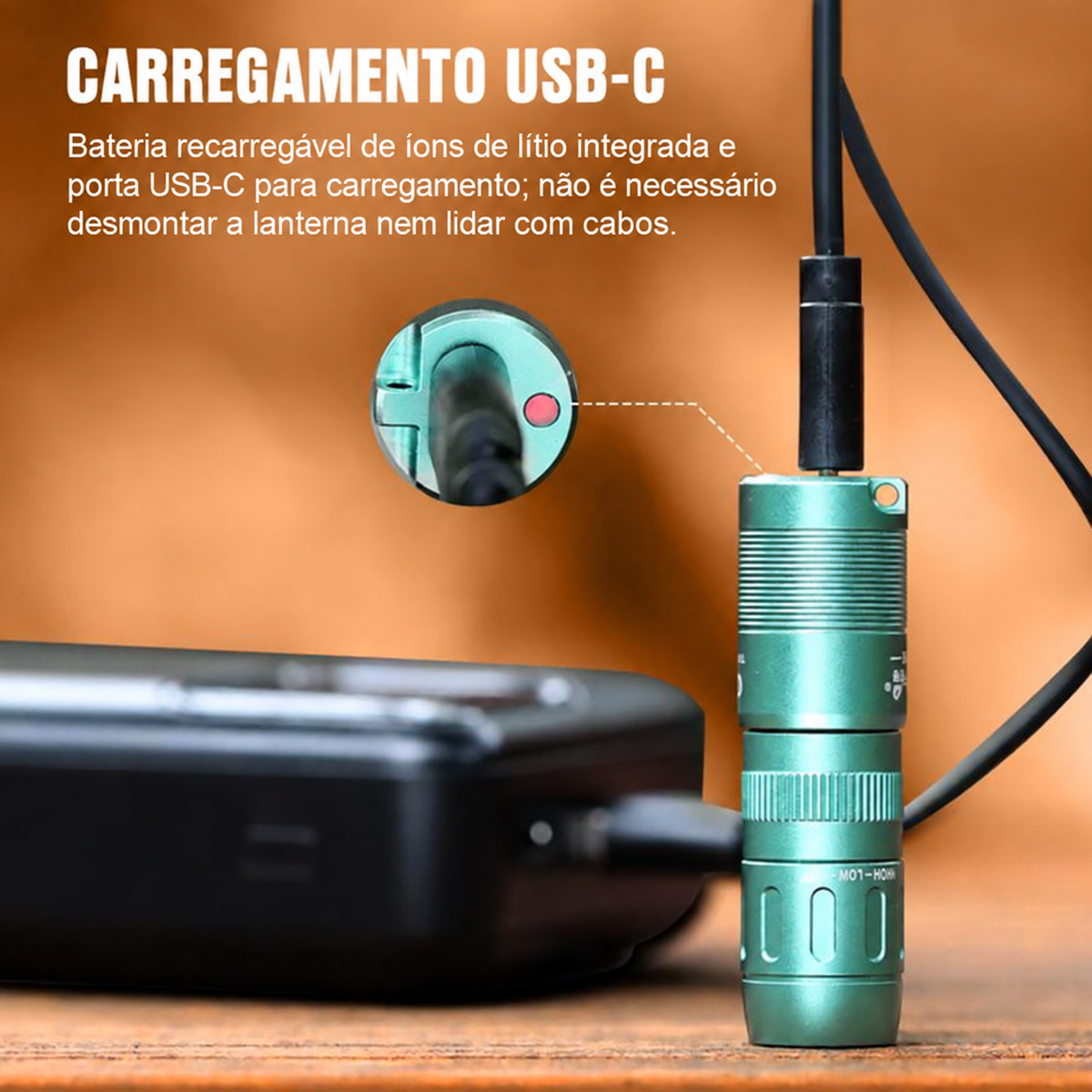 Lanterna EDC MINI-E 105LM Preto Chaveiro à Prova d'Água IPX7 TrustFire