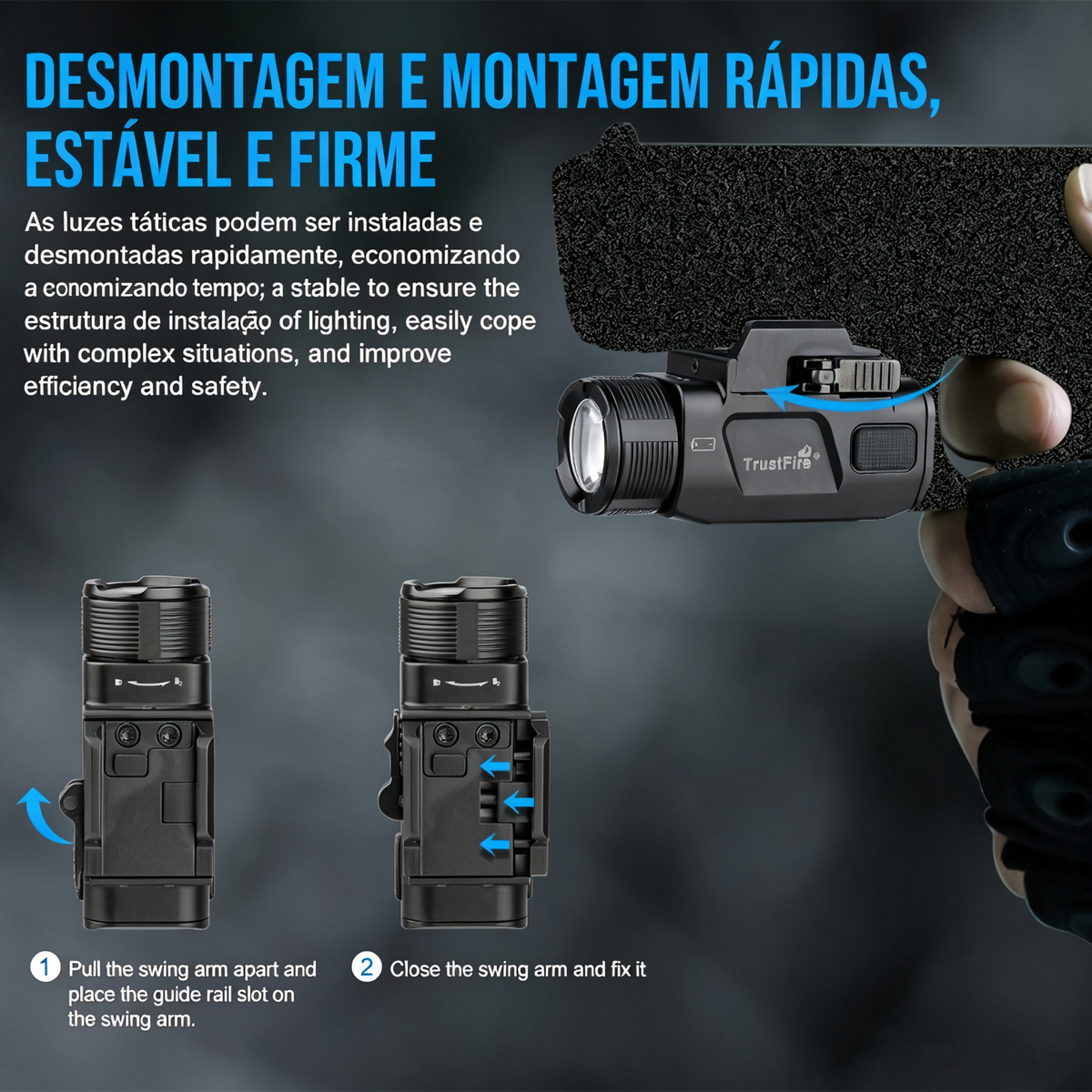 Lanterna Tática com Laser Verde GM07-SE 1050LM TrustFire | Lanterna de Arma