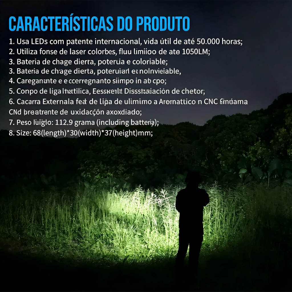Lanterna Tática com Laser Verde GM07-SE 1050LM TrustFire | Lanterna de Arma