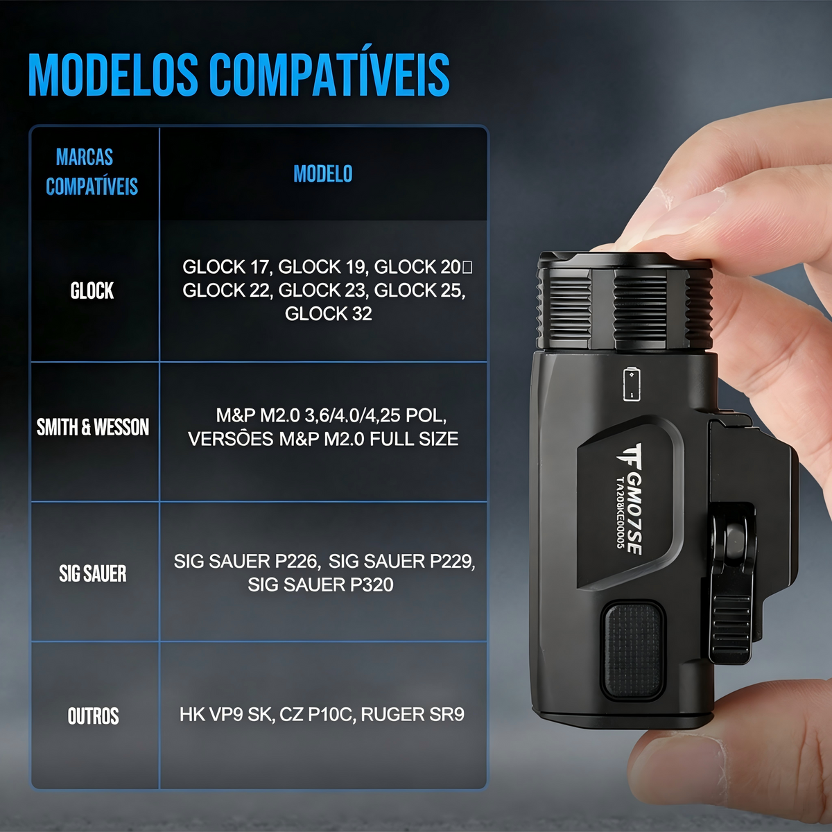 Lanterna Tática com Laser Verde GM07-SE 1050LM TrustFire | Lanterna de Arma