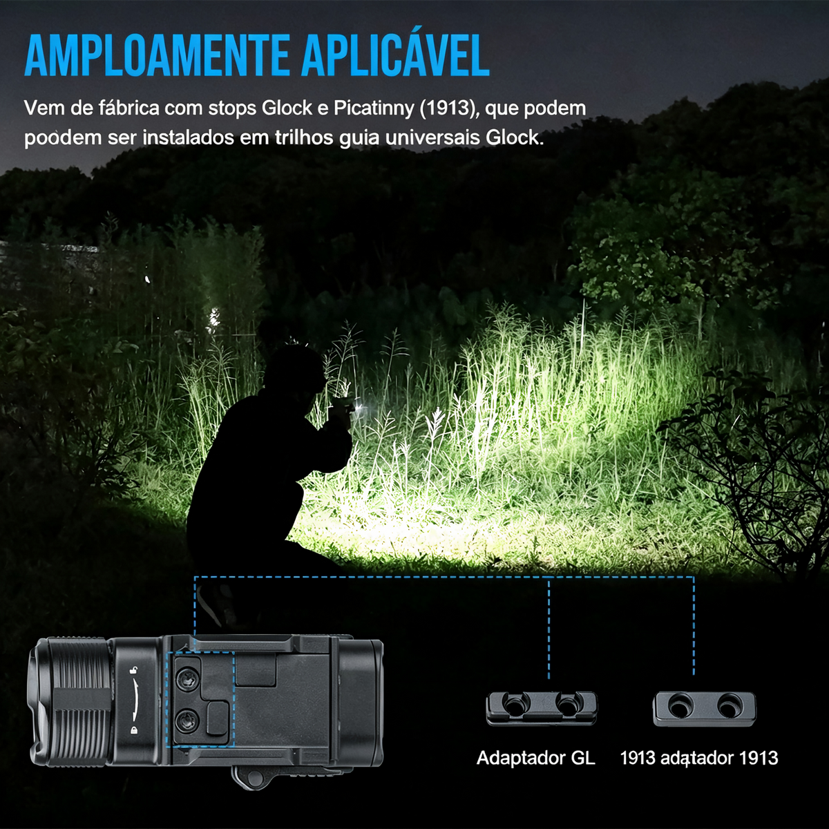 Lanterna Tática com Laser Verde GM07-SE 1050LM TrustFire | Lanterna de Arma