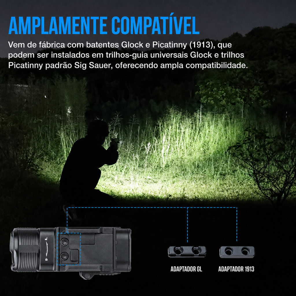 Lanterna Tática com Laser Verde GM07 1050LM TrustFire | Lanterna de Arma