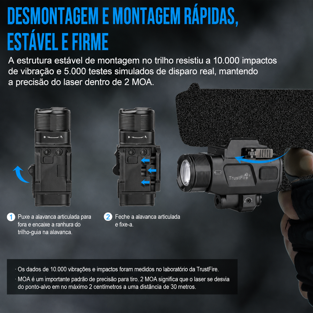 Lanterna Tática com Laser Verde GM07 1050LM TrustFire | Lanterna de Arma