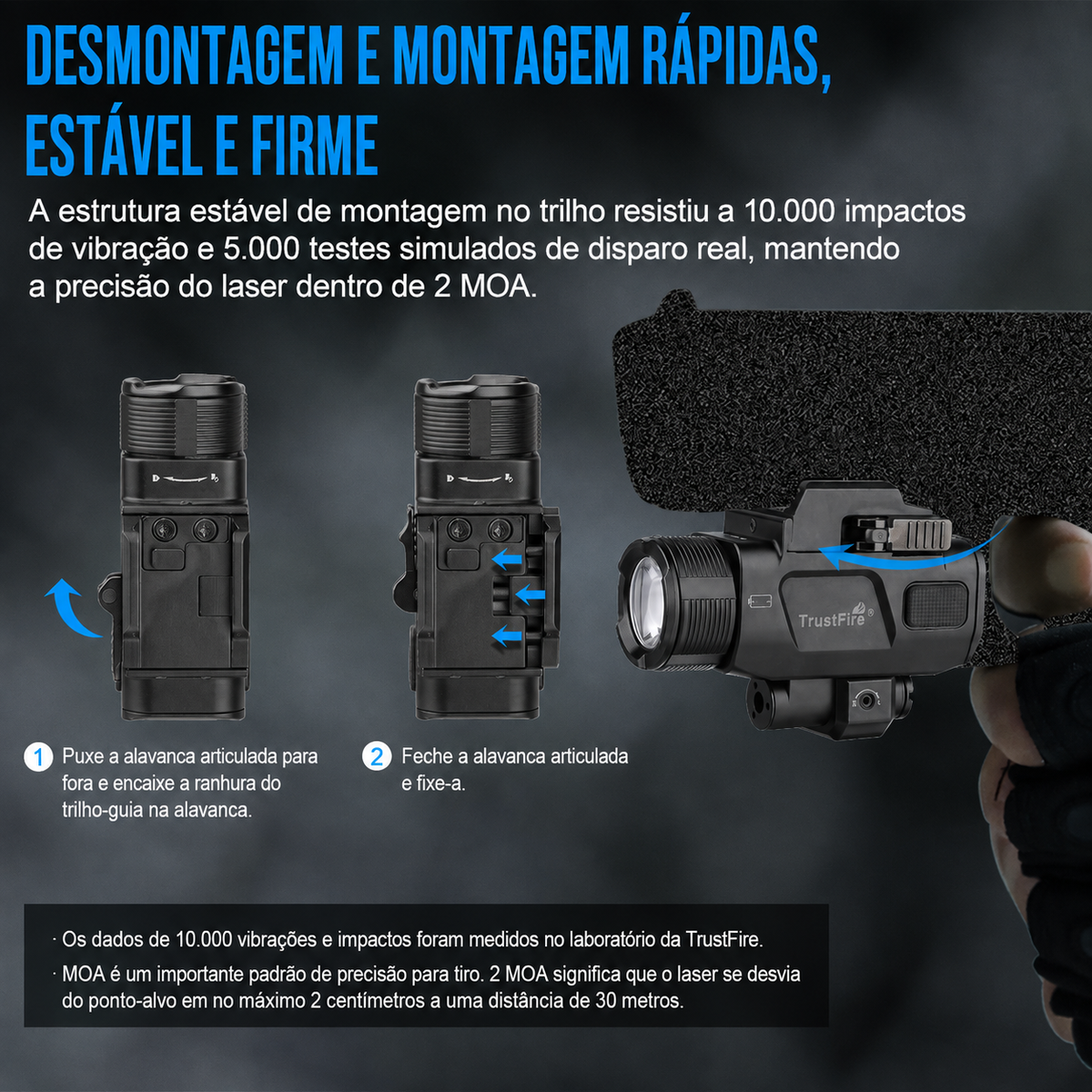 Lanterna Tática com Laser Verde GM07 1050LM TrustFire | Lanterna de Arma