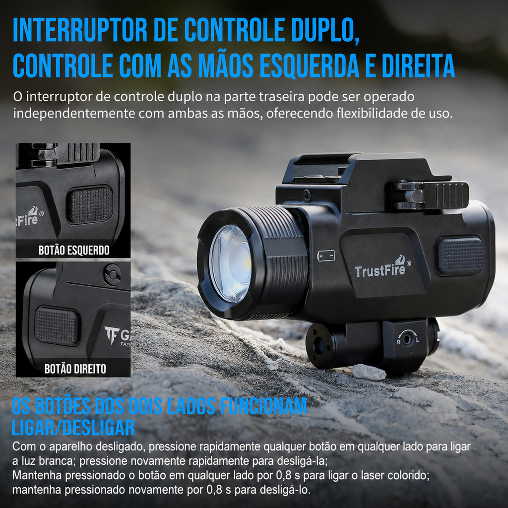 Lanterna Tática com Laser Verde GM07 1050LM TrustFire | Lanterna de Arma