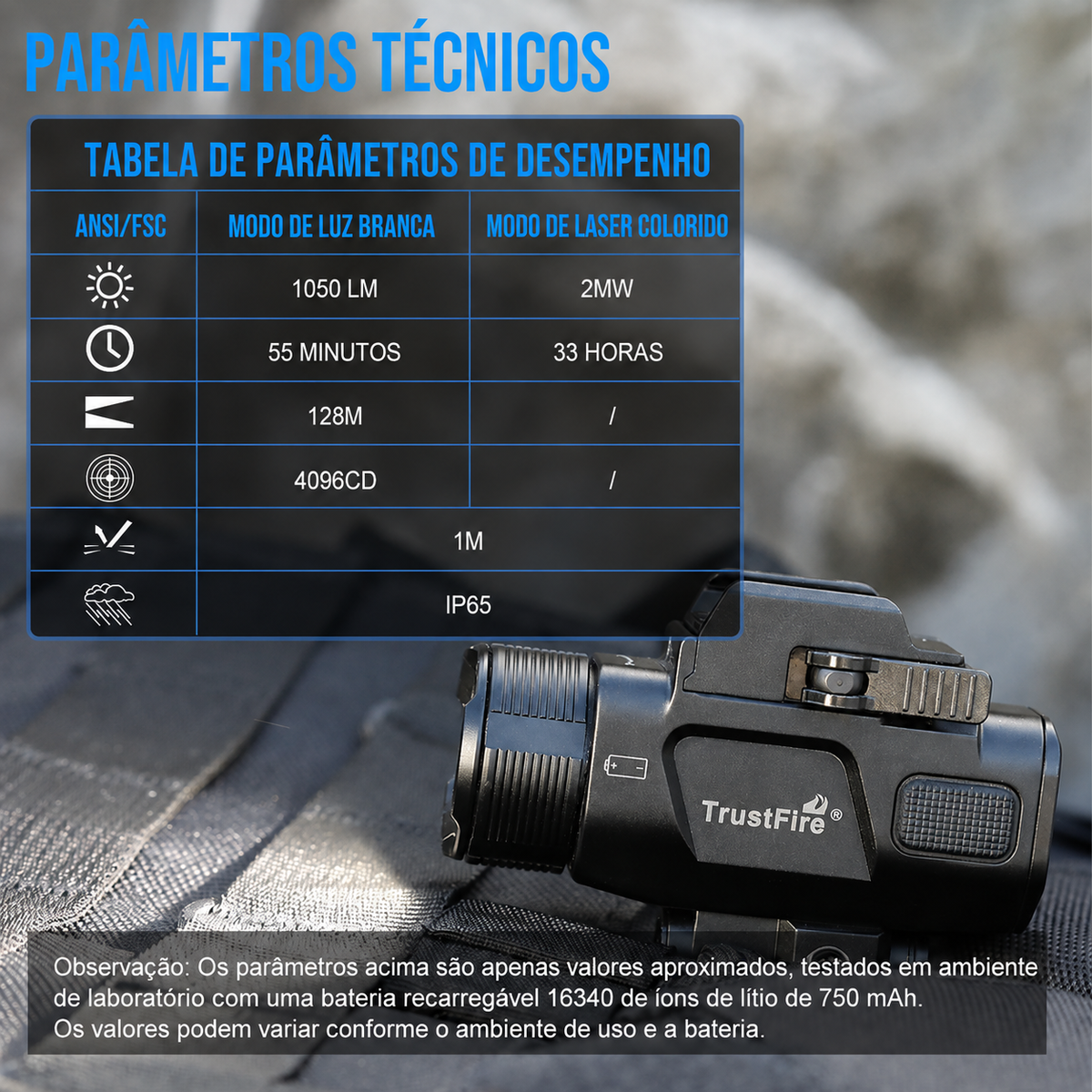 Lanterna Tática com Laser Verde GM07 1050LM TrustFire | Lanterna de Arma