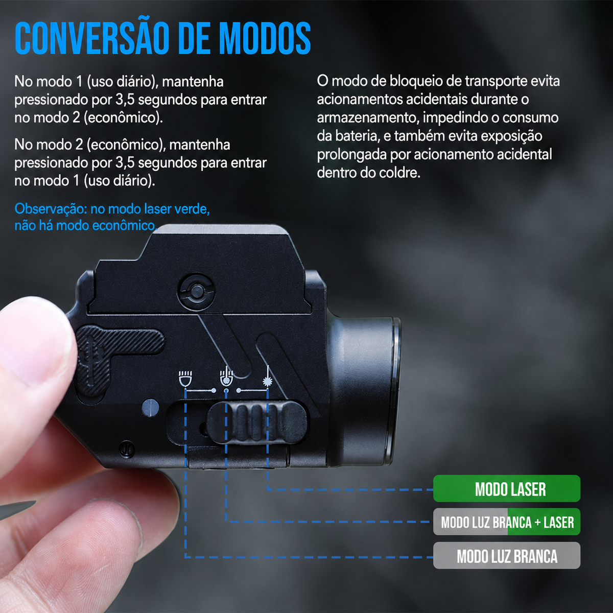 Lanterna Tática GM23S 800LM TrustFire | Lanterna de Arma