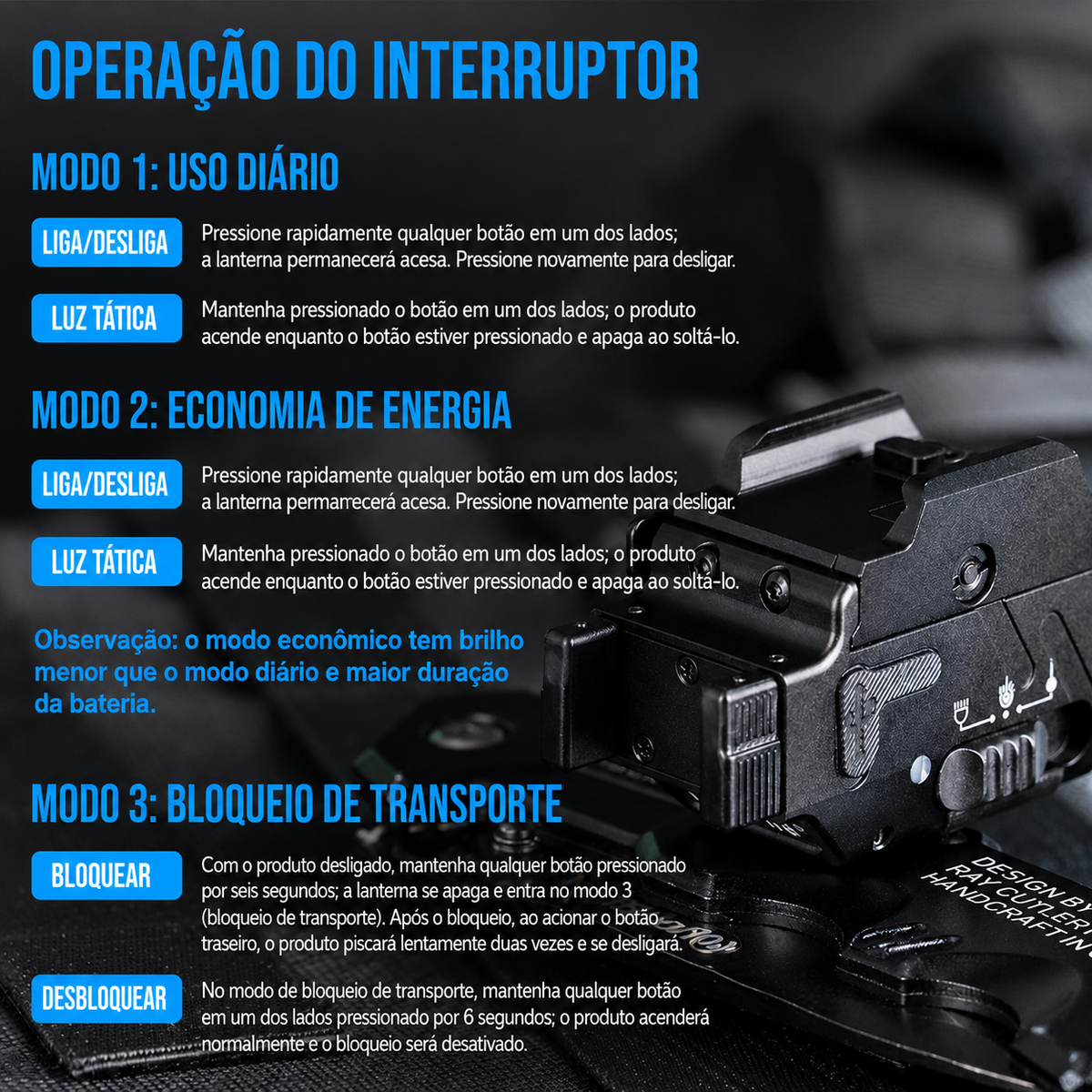 Lanterna Tática GM23S 800LM TrustFire | Lanterna de Arma