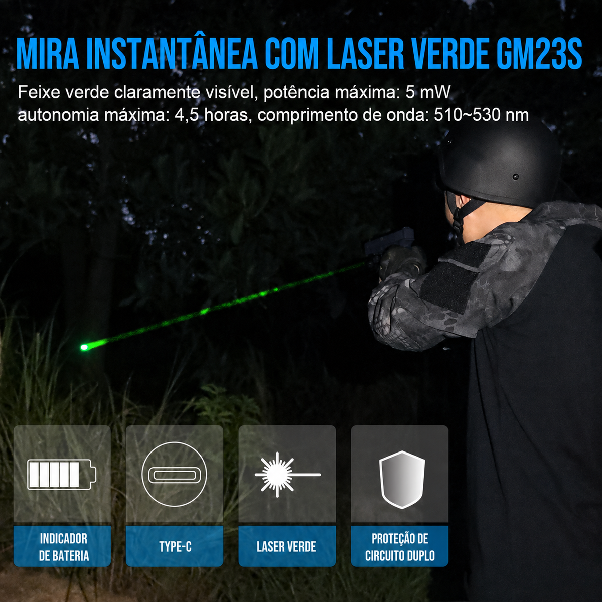 Lanterna Tática GM23S 800LM TrustFire | Lanterna de Arma