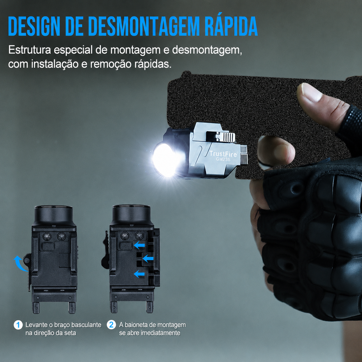 Lanterna Tática GM23S 800LM TrustFire | Lanterna de Arma