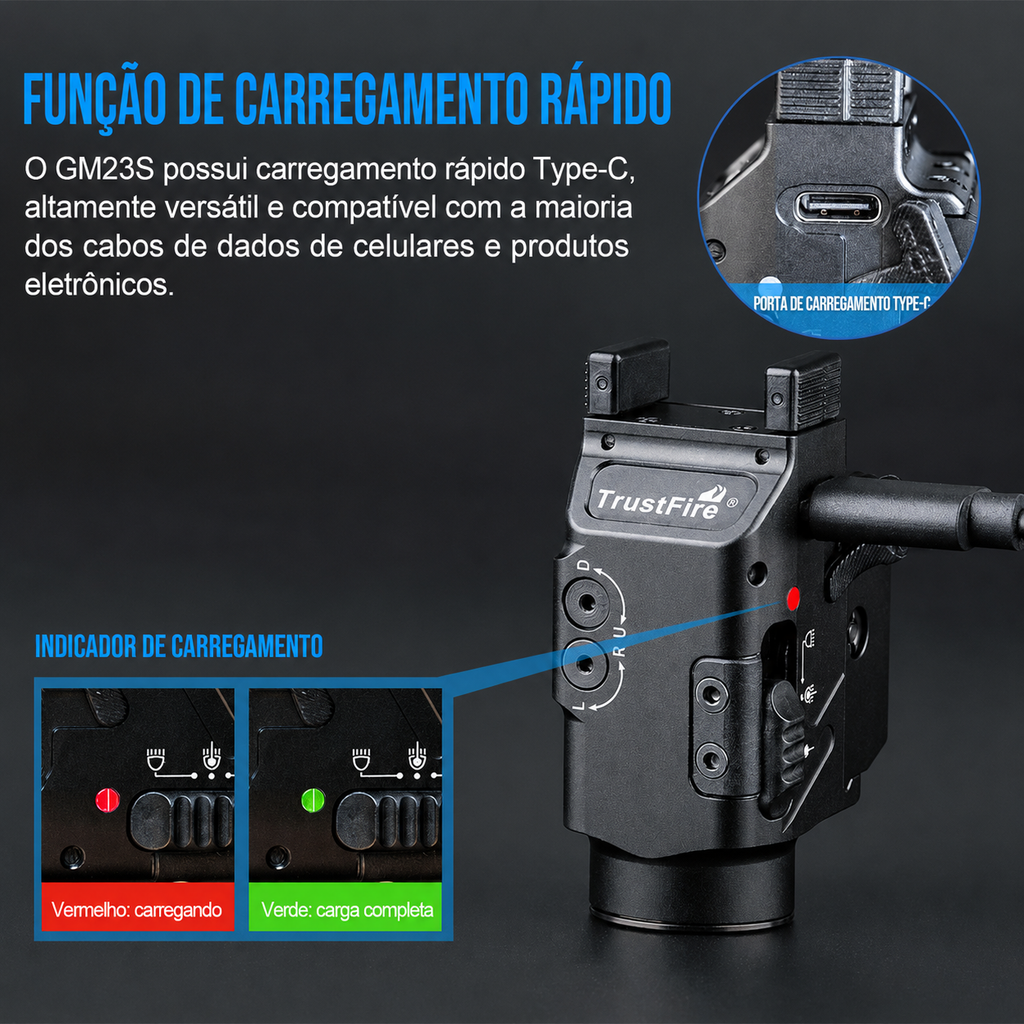 Lanterna Tática GM23S 800LM TrustFire | Lanterna de Arma