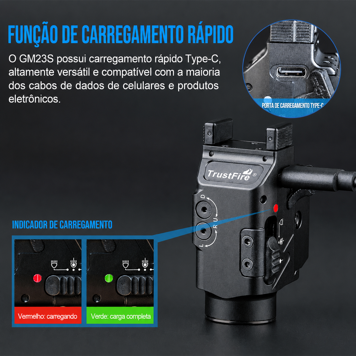 Lanterna Tática GM23S 800LM TrustFire | Lanterna de Arma