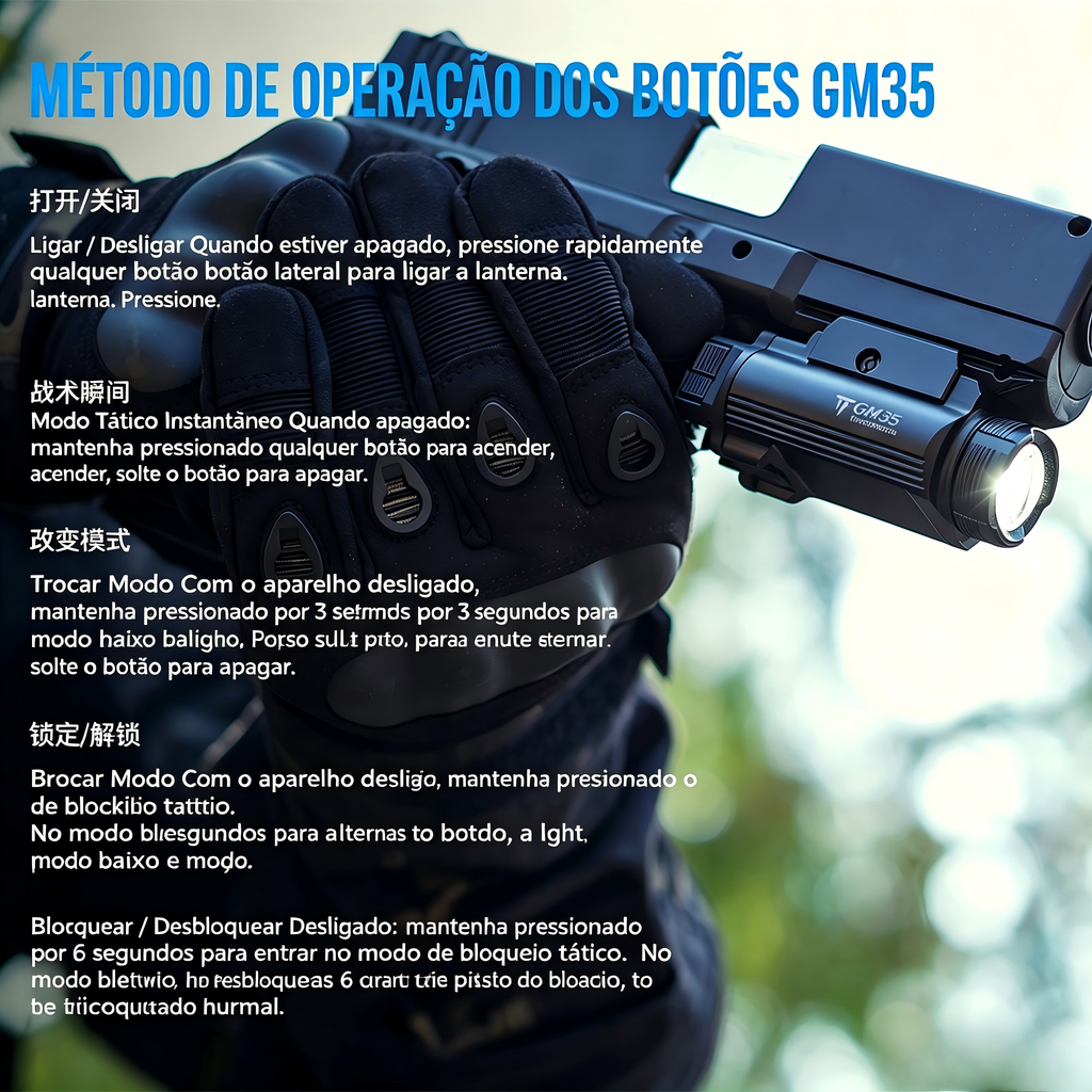 Lanterna Tática GM35 1350LM TrustFire | Lanterna de Arma