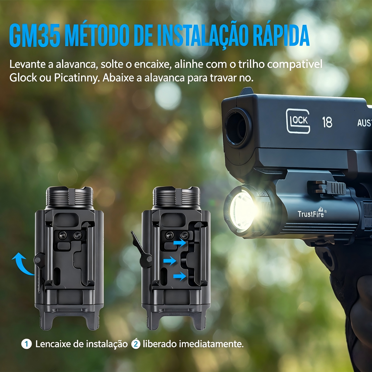 Lanterna Tática GM35 1350LM TrustFire | Lanterna de Arma