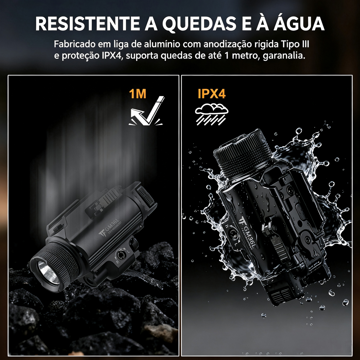 Lanterna de Pistola GM36L 2350LM Recarregável USB-C TrustFire | Lanterna de Arma