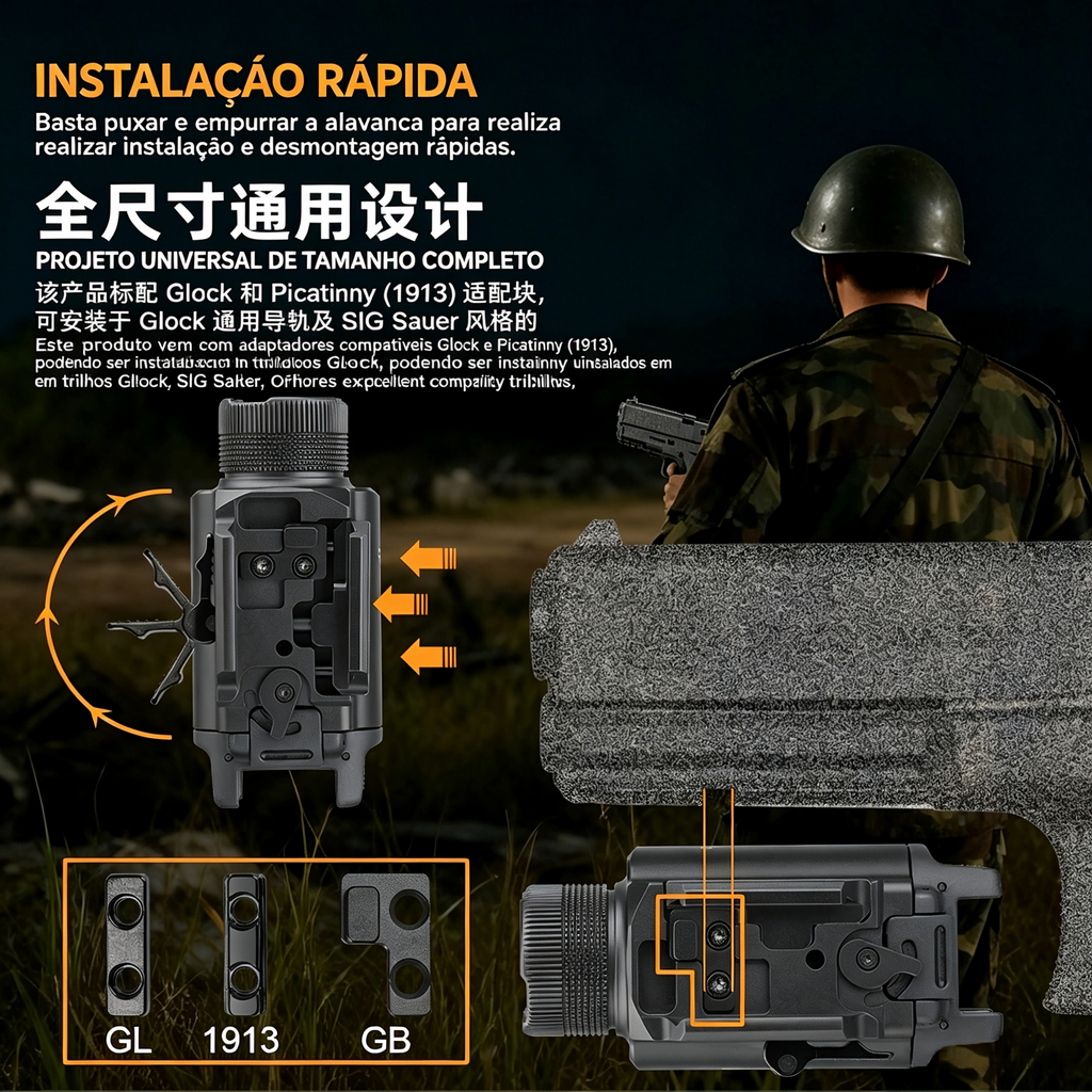 Lanterna de Pistola GM36L 2350LM Recarregável USB-C TrustFire | Lanterna de Arma