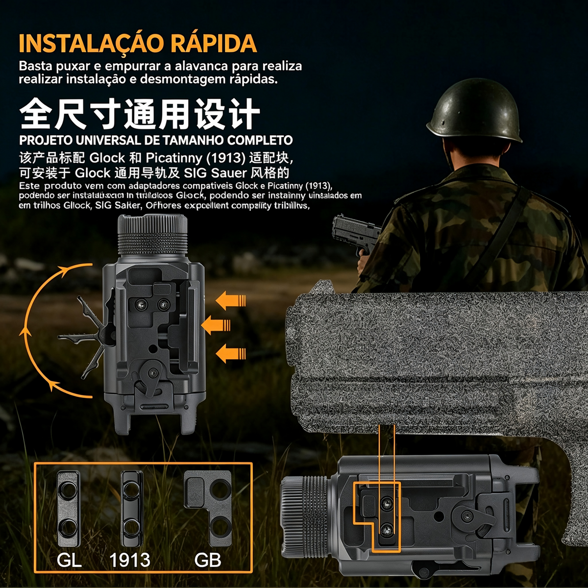 Lanterna de Pistola GM36L 2350LM Recarregável USB-C TrustFire | Lanterna de Arma