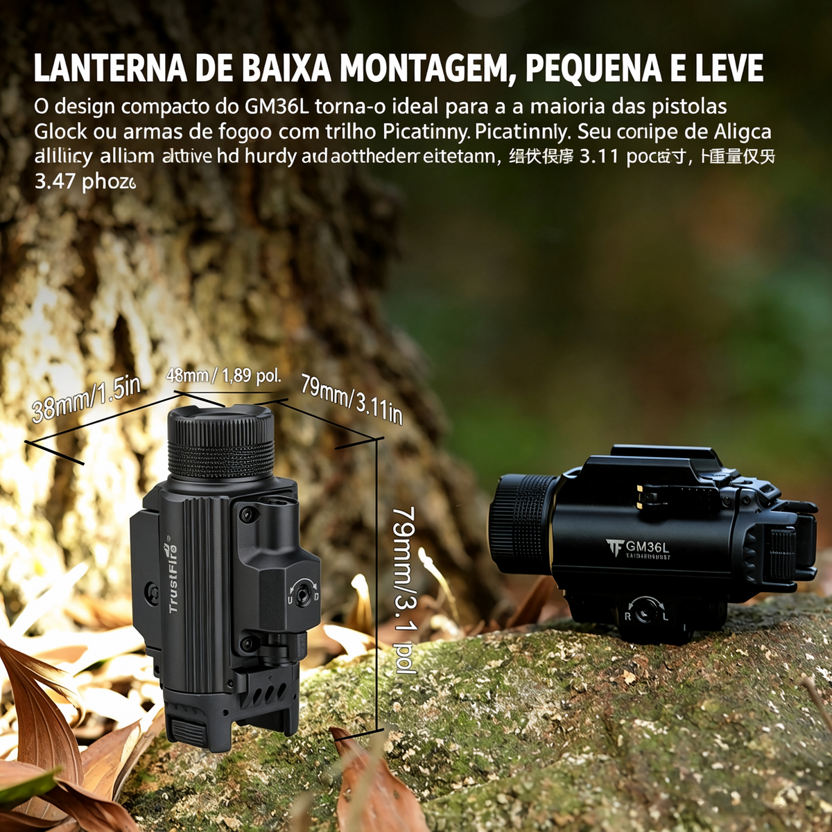 Lanterna de Pistola GM36L 2350LM Recarregável USB-C TrustFire | Lanterna de Arma