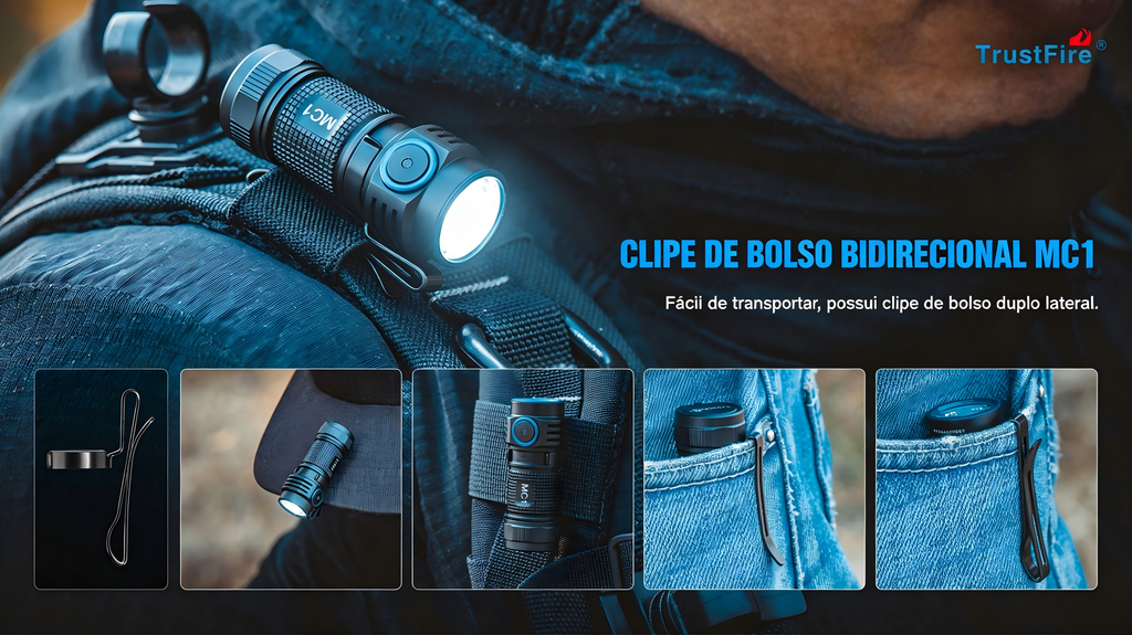 Lanterna de Bolso MC1 1000LM Recarregável Magnética TrustFire