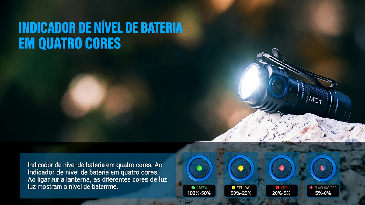 Lanterna de Bolso MC1 1000LM Recarregável Magnética TrustFire
