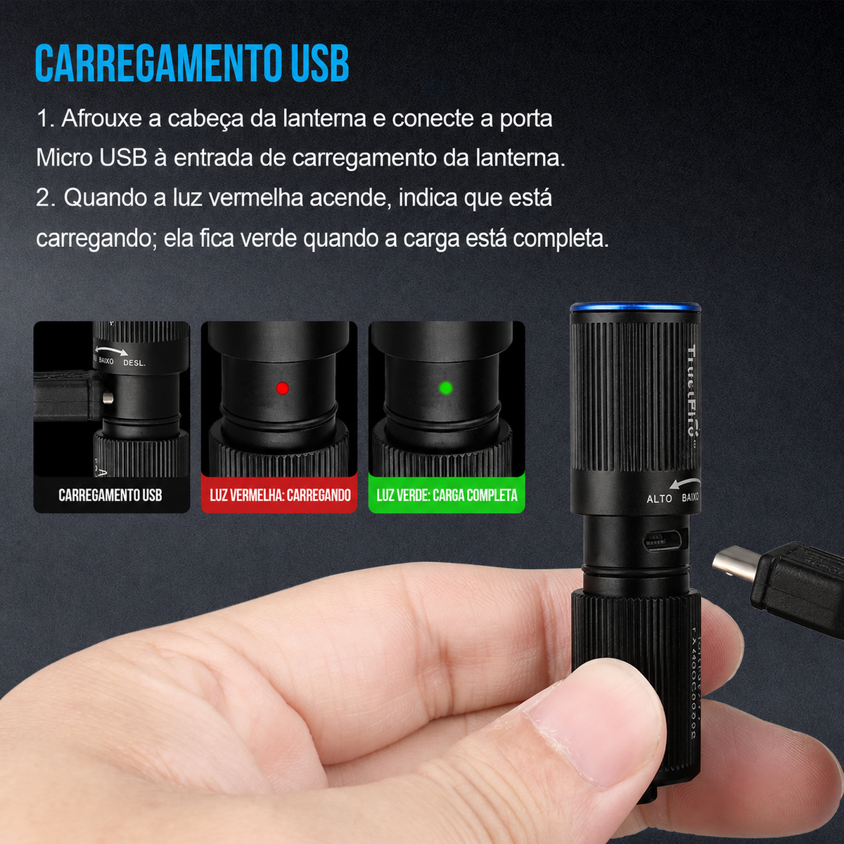 Lanterna Mini MINI2S 220LM Recarregável TrustFire