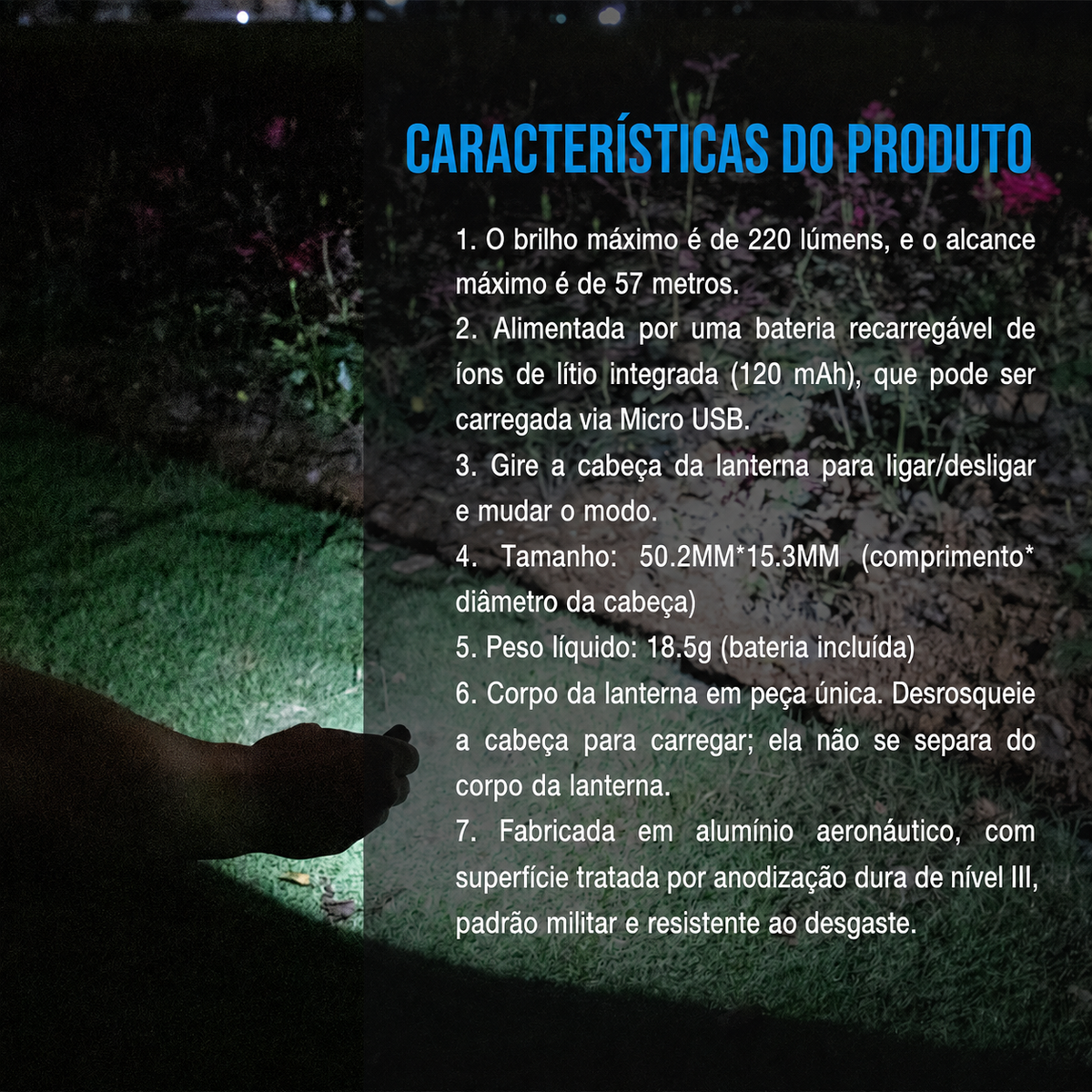 Lanterna Mini MINI2S 220LM Recarregável TrustFire