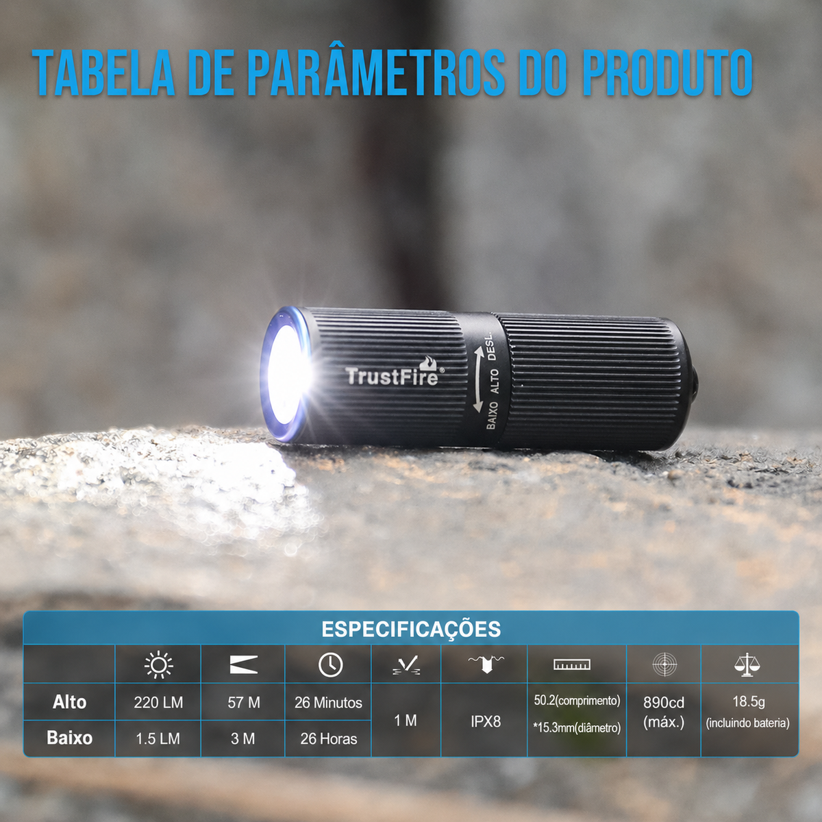 Lanterna Mini MINI2S 220LM Recarregável TrustFire