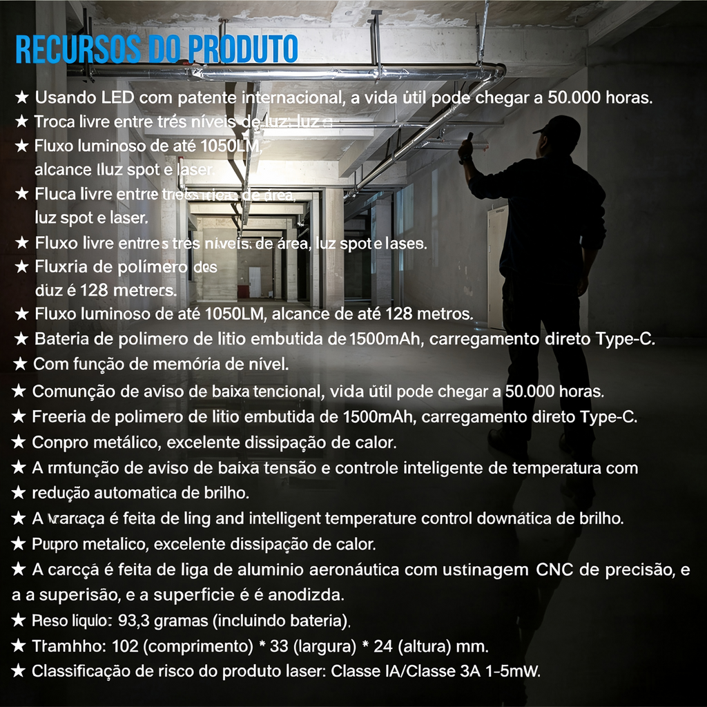 Lanterna de Cabeça MINIX3 1050LM Multifuncional Recarregável TrustFire