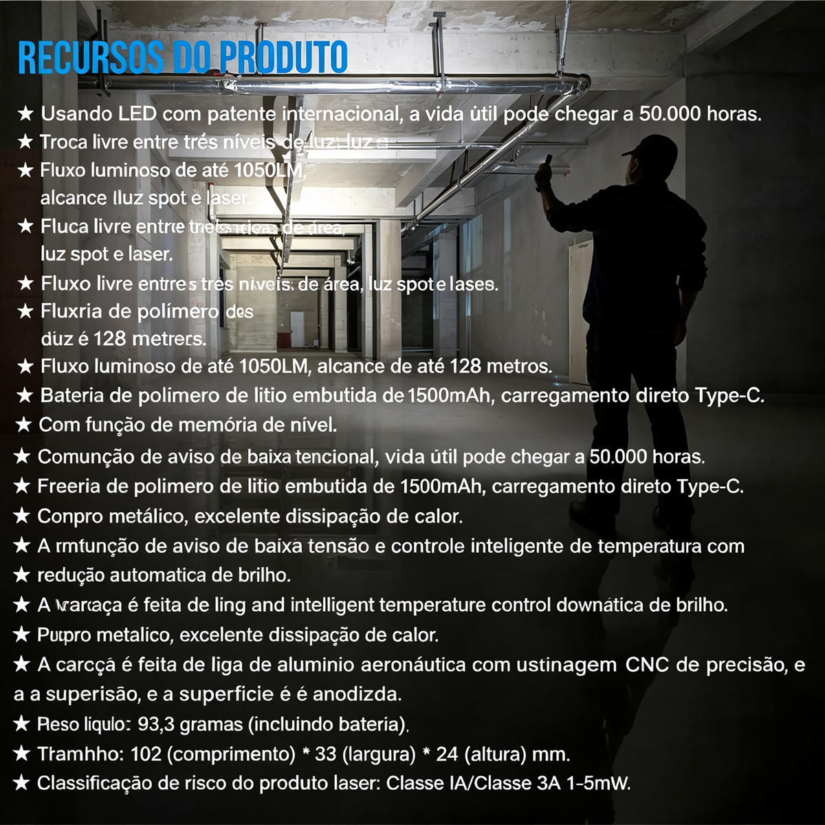 Lanterna de Cabeça MINIX3 1050LM Multifuncional Recarregável TrustFire