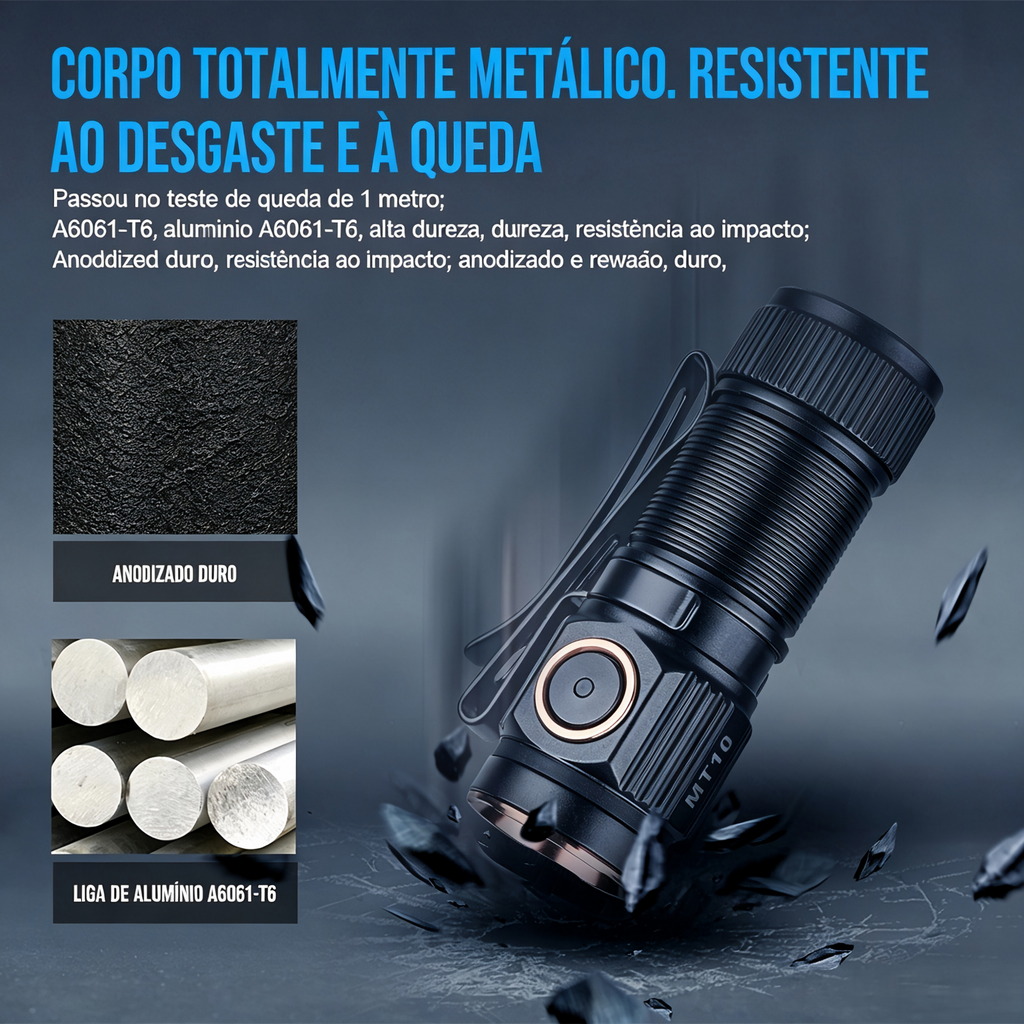 Lanterna de Bolso MT10 1000LM Recarregável USB Type-C TrustFire