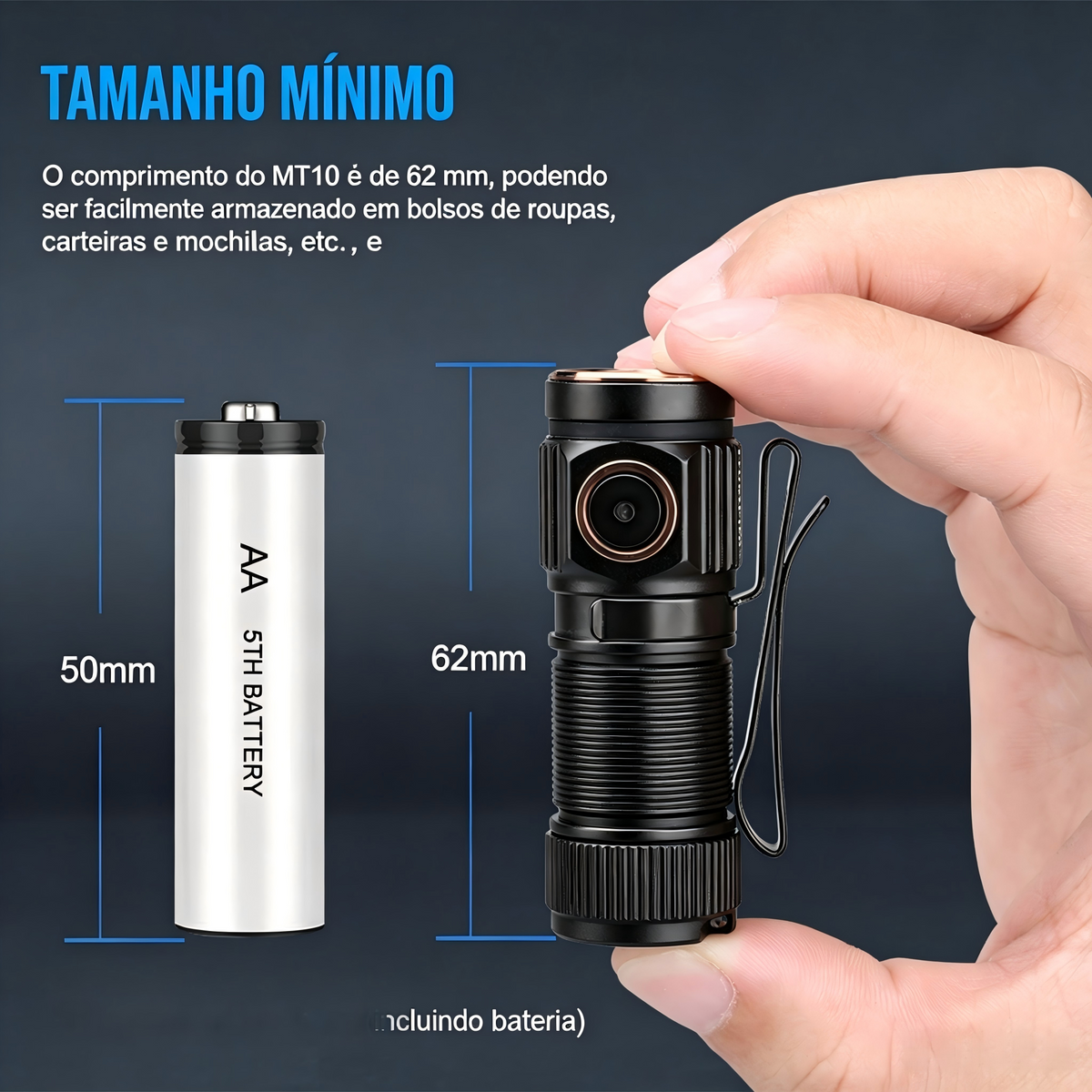 Lanterna de Bolso MT10 1000LM Recarregável USB Type-C TrustFire