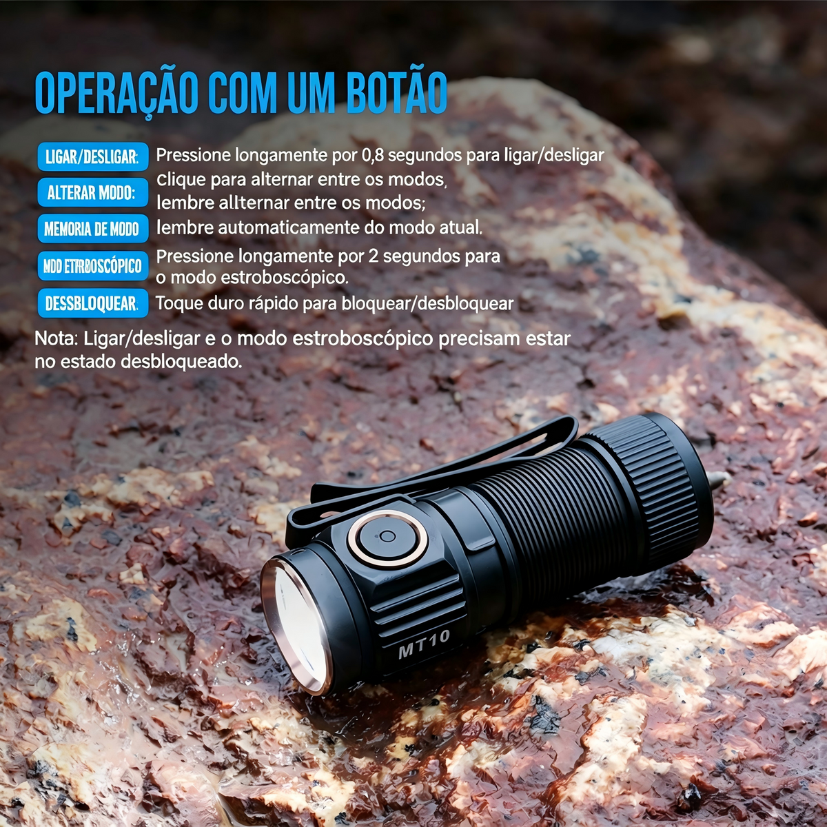 Lanterna de Bolso MT10 1000LM Recarregável USB Type-C TrustFire
