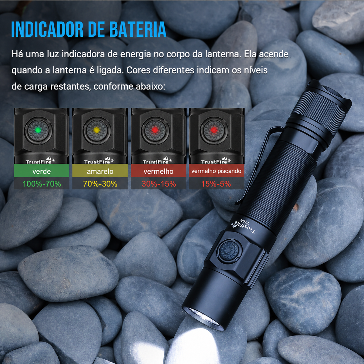 Lanterna Tática T10R V2 1800LM Recarregável USB-C TrustFire