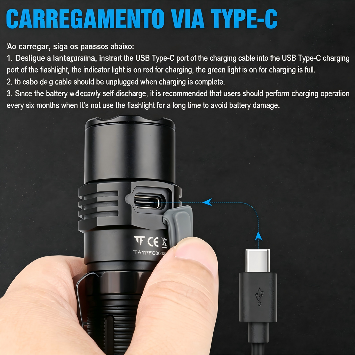 Lanterna Tática T21R 2600LM Recarregável USB-C TrustFire