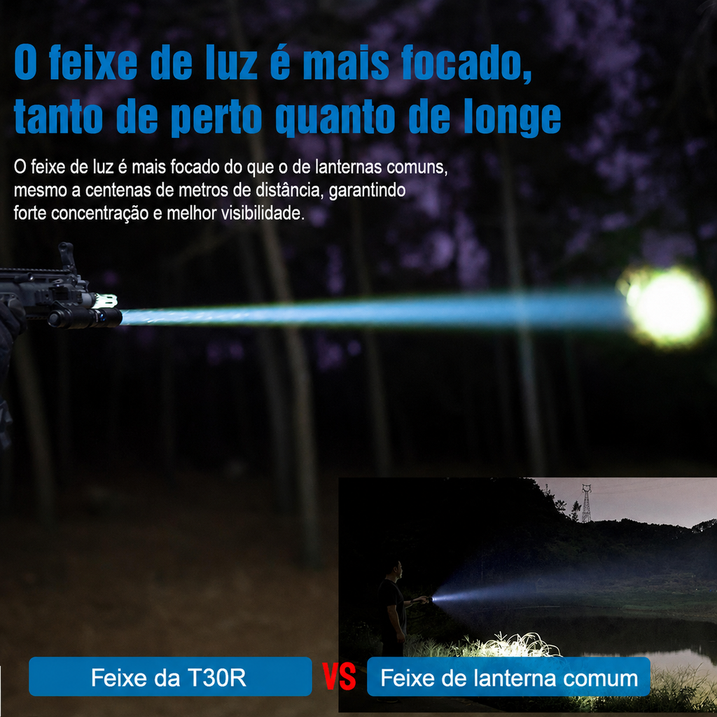 Lanterna Tática T30R 460LM Recarregável USB-C TrustFire
