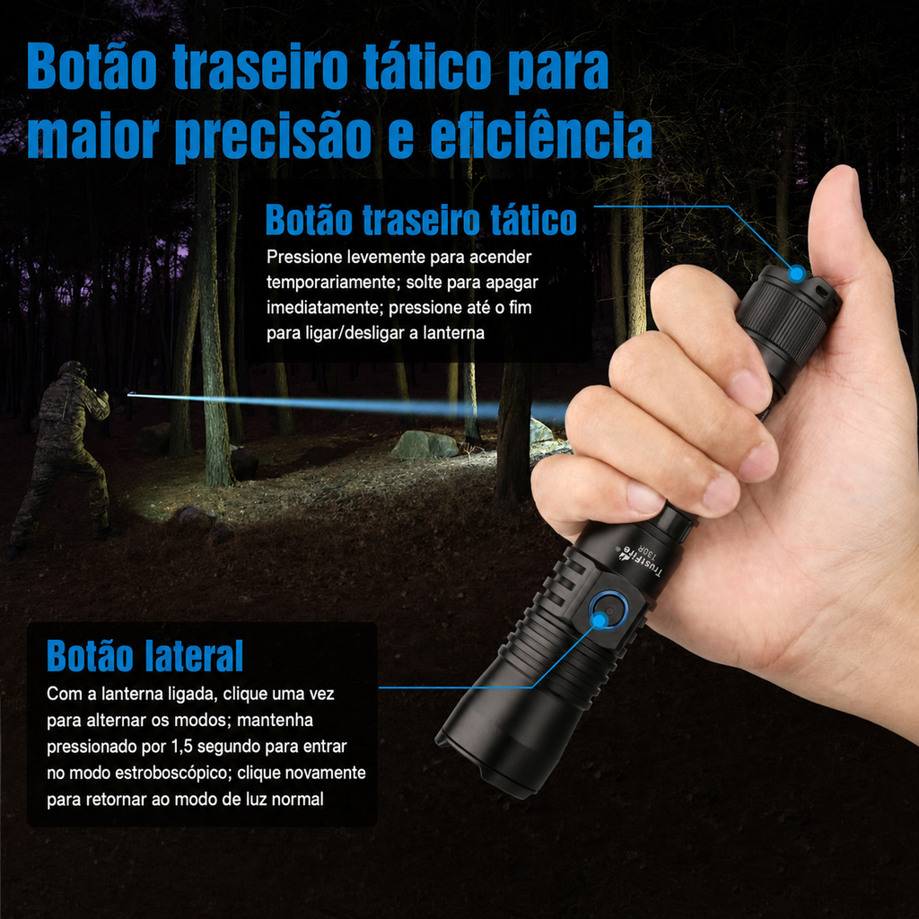 Lanterna Tática T30R 460LM Recarregável USB-C TrustFire