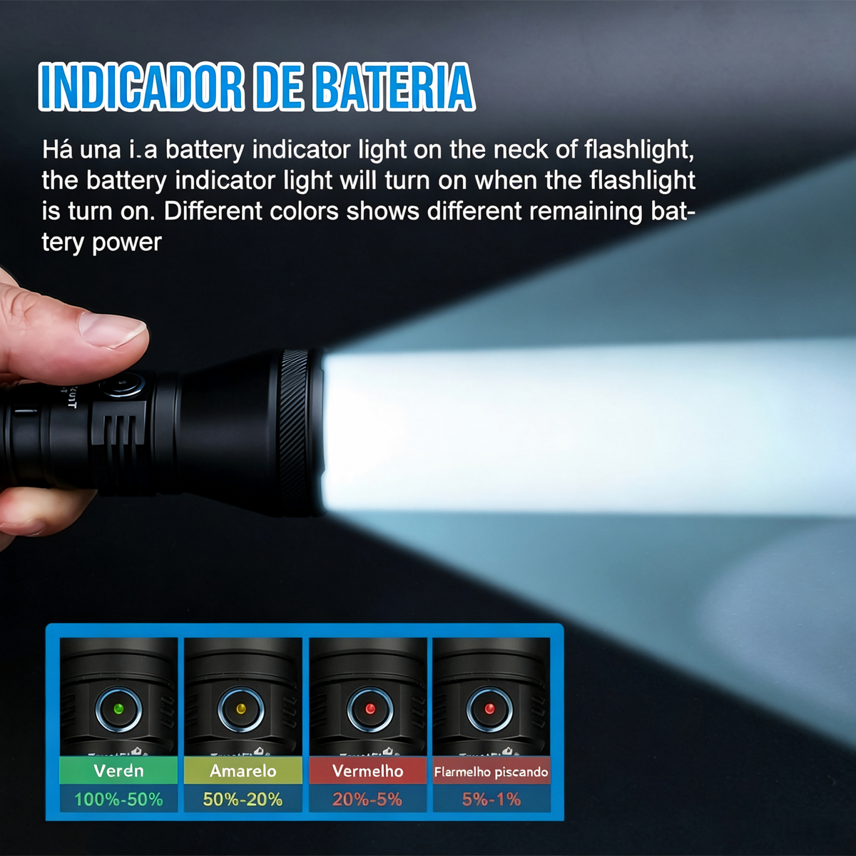 Lanterna Tática T40R 1800LM Recarregável USB-C TrustFire