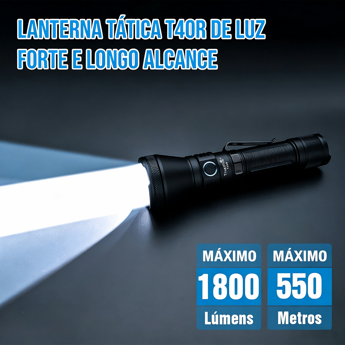 Lanterna Tática T40R 1800LM Recarregável USB-C TrustFire