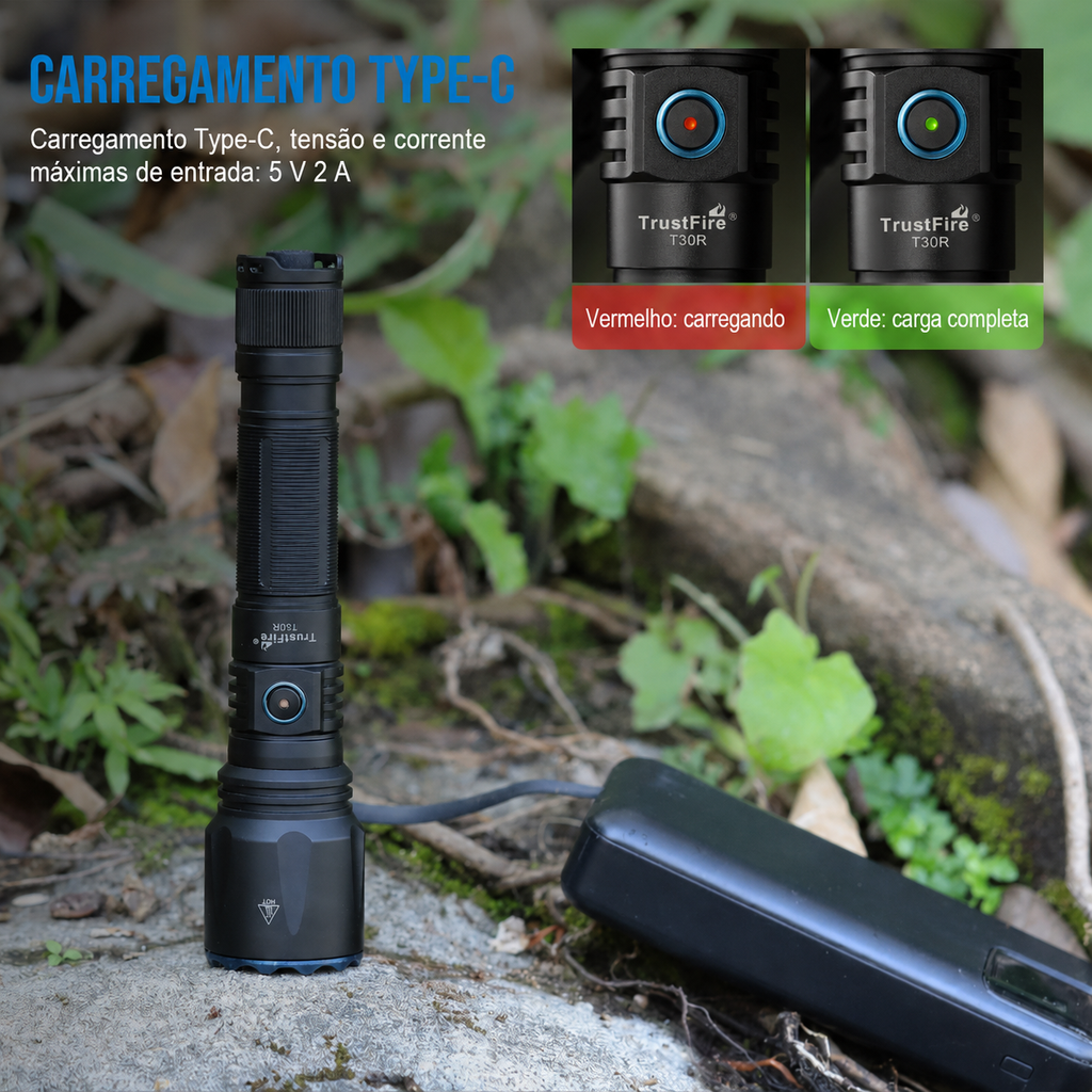 Lanterna Tática T45R Longo Alcance 650LM TrustFire